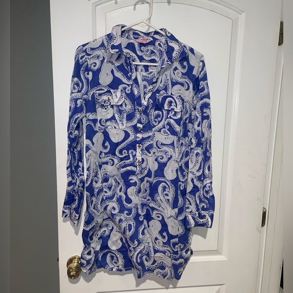 Lily Pulitzer Captivia Octopus Nautical Print Tunic Cotton 🌊⚓️🐙 Medium - Picture 4 of 8